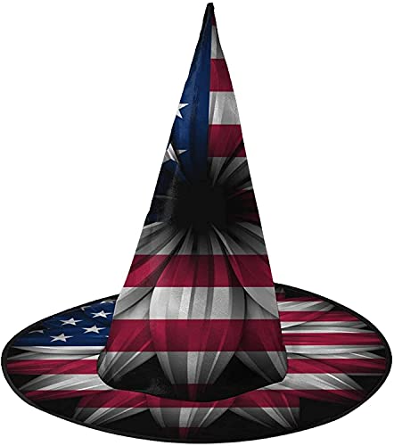 KEROTA Amerika-Flagge, Blume, Halloween-Dekoration, Zauberhut, Hexenhut für Party, Maskerade, Cosplay, Kostüm-Zubehör von KEROTA