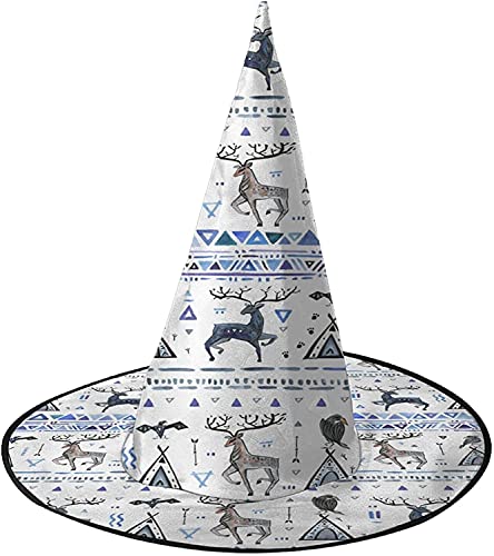 KEROTA Geometrischer Tribal-Halloween-Zauberhut, Hexenhut für Party, Maskerade, Cosplay, Kostüm-Zubehör von KEROTA