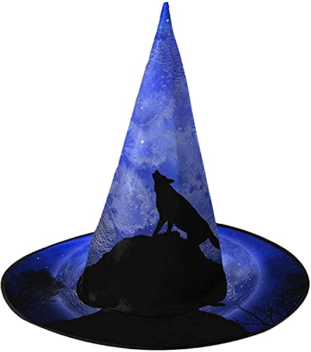 KEROTA Halloween-Hexenhut Dekoration Party Rollenspiel Dekoration | Happy-Halloween-Elemente Halloween-Hut für Partys | Festivals | 3D Halloween Wolf heulend gegen den Mond | 3 Stück von KEROTA