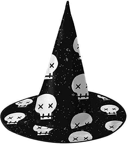 KEROTA Halloween-Hexenhut mit Totenkopf-Muster, Hexenhut für Frauen, Halloween-Party, Cosplay, Dekoration, Totenköpfe, dunkles Muster, 2 Stück von KEROTA