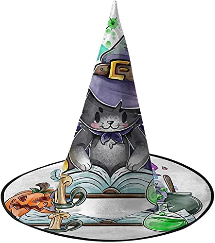 KEROTA Halloween-Kürbis-Laterne, Hexenhut, Halloween-Party-Kostüm, Kopfbedeckung, Cosplay-Requisiten, Dekoration, Zubehör für Frauen, Aquarell-Halloween-Katze, 1 Stück KEROTA Halloween-Kürbis-Laterne, Hexenhut, Halloween-Party-Kostüm, Kopfbedeckung, Cosplay-Requisiten, Dekoration, Zubehör für Frauen, Aquarell-Halloween-Katze, 1 Stück von KEROTA