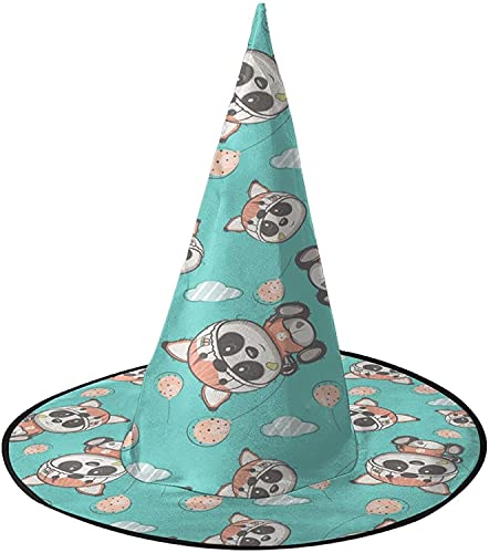 KEROTA Niedlicher Panda, handgezeichneter Halloween-Zauberhut, Hexenhut für Party, Maskerade, Cosplay, Kostümzubehör von KEROTA