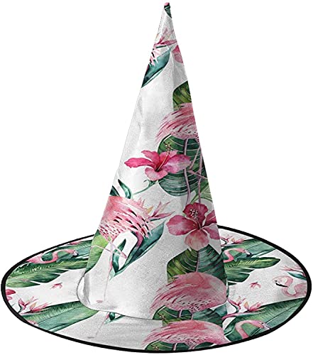 KEROTA Pinker Flamingo-Vogel und exotischer Hibiskus Halloween dekorieren magischer Hut Hexenhut für Party Maskerade Cosplay Kostüm Zubehör KEROTA Pinker Flamingo-Vogel und exotischer Hibiskus Halloween dekorieren magischer Hut Hexenhut für Party Maskerade Cosplay Kostüm Zubehör von KEROTA