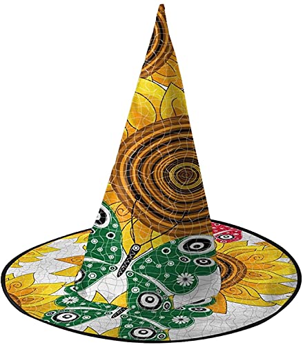 KEROTA Sonnenblume und roter und grüner Schmetterling Halloween dekorieren magischer Hut Hexenhut für Party Maskerade Cosplay Kostüm Zubehör KEROTA Sonnenblume und roter und grüner Schmetterling Halloween dekorieren magischer Hut Hexenhut für Party Maskerade Cosplay Kostüm Zubehör von KEROTA