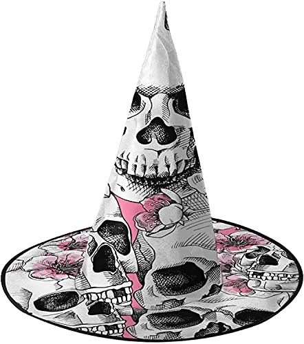 KEROTA Totenköpfe und Blumen, Halloween-Dekoration, magischer Hut, Hexenhut für Party, Maskerade, Cosplay, Kostüm-Zubehör von KEROTA
