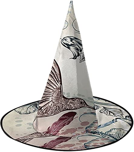 KEROTA Vintage Kolibri und Hibiskusblume Halloween dekorieren Magischer Hut Hexenhut für Party Maskerade Cosplay Kostüm Zubehör KEROTA Vintage Kolibri und Hibiskusblume Halloween dekorieren Magischer Hut Hexenhut für Party Maskerade Cosplay Kostüm Zubehör von KEROTA