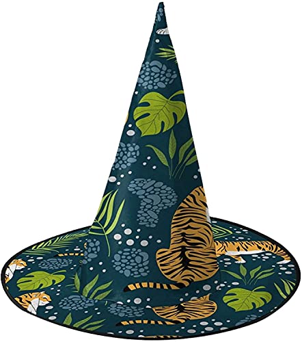KEROTA Zauberhut, Motiv: Tiger, tropisches Blatt, für Halloween, Kostüm, Zubehör von KEROTA