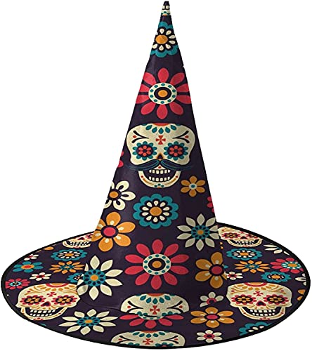 KEROTA Zuckerschädel und Blume Halloween Verzieren Magischer Hut Hexenhut für Party Maskerade Cosplay Kostüm Zubehör KEROTA Zuckerschädel und Blume Halloween Verzieren Magischer Hut Hexenhut für Party Maskerade Cosplay Kostüm Zubehör von KEROTA
