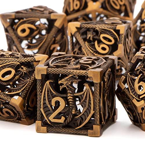 KERWELLSI DND-Würfel-Set aus hohlem Metall, Dungeons and Dragons Würfel-Set mit Geschenkbox, 7-teiliges D&D-Würfel-Set, polyedrisches Würfel-Set für RPG-Rollenspiele, RPG-D- und D-Würfel D20, D12, KERWELLSI DND-Würfel-Set aus hohlem Metall, Dungeons and Dragons Würfel-Set mit Geschenkbox, 7-teiliges D&D-Würfel-Set, polyedrisches Würfel-Set für RPG-Rollenspiele, RPG-D- und D-Würfel D20, D12, von KERWELLSI