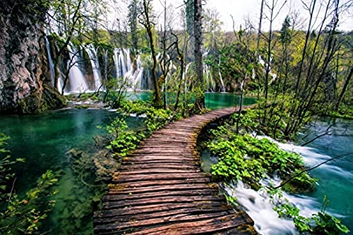KESIMO Puzzle 1000 Teile Kroatien Parks Brücken Plitvicer Seen Naturfoto 70 * 50cm von KESIMO