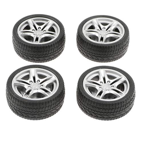 KESOTO 4pcs Miniatur Autoreifen Gummireifen Felge Reifen, DIY Spielzeugauto Zubehör von KESOTO