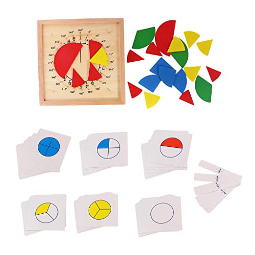 KESOTO Montessori Material Holzspielzeug Mathe Geometrie | Winkelmesser | Bruchrechnen von P Prettyia
