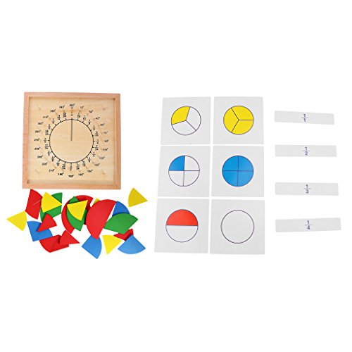 KESOTO Montessori Material Holzspielzeug Mathe Geometrie | Winkelmesser | Bruchrechnen von P Prettyia