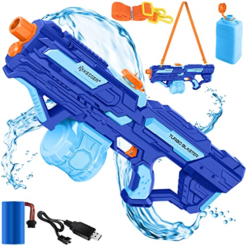 KESSER® Wasserpistole Elektrisch mit Akku Spritzpistolen 1000 ml große Wasserspritzpistole für Kinder und Erwachsene, 8m Reichweite, Wasserspielzeug inkl. Akku, Ladekabel & Extra-Tank Navyblau von KESSER