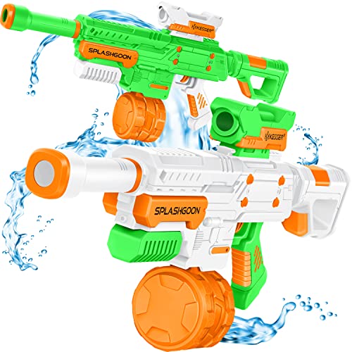 KESSER® Wasserpistole 2er Set Wasserpistolen Spritzpistolen inkl. Zielfernrohr Sehr Stark Reichweite 8m, Fassungsvermögen 650ml Spielzeug im Freien für Kinder und Erwachsene Weiß/Grün von KESSER