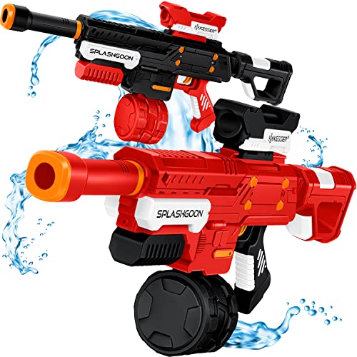 KESSER® Wasserpistole 2er Set Wasserpistolen Spritzpistolen inkl. Zielfernrohr Sehr Stark Reichweite 8m, Fassungsvermögen 650ml Spielzeug im Freien für Kinder und Erwachsene Schwarz/Rot von KESSER