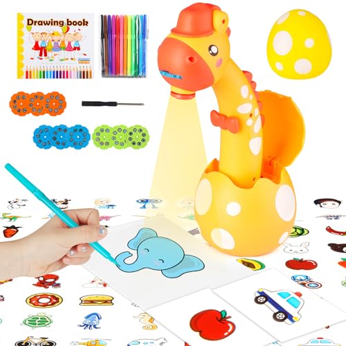 KETIEE Zeichenprojektor für Kinder Maltafel Zaubertafel, Projektor verfolgen und zeichnen Toy Kinder Zeichenbrett Zeichenspielset Geburtstag Geschenke für Mädchen Jungen 3 4 5 6 Jahre alt (Gelb) von KETIEE