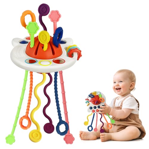 Montessori Spielzeug Pull String Spielzeug - KETIEE Sensorisches Spielzeug für Babys, Reisespielzeug Frühe Entwicklung Spielzeug Feinmotorische Fähigkeiten Spielzeug Geschenk für Babys 18M+ von KETIEE