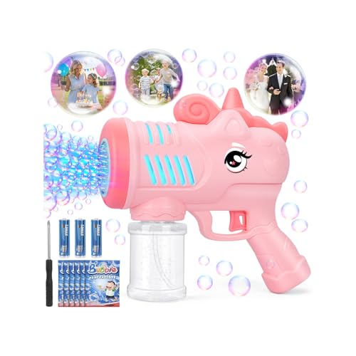 Seifenblasenmaschine, KETIEE Einhorn Seifenblasenpistole Kinder, Seifenblasen Pistole mit 6 Seifenblasen Flüssigkeit, Bubble Gun Machine mit Licht Einhorn Seifenblas Spielzeug Geburtstag Party, Rosa Seifenblasenmaschine, KETIEE Einhorn Seifenblasenpistole Kinder, Seifenblasen Pistole mit 6 Seifenblasen Flüssigkeit, Bubble Gun Machine mit Licht Einhorn Seifenblas Spielzeug Geburtstag Party, Rosa von KETIEE
