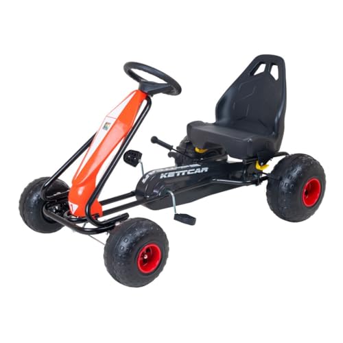 KETTLER Kettcar Turbo, Go-Kart für Kinder ab 3 Jahren, Verstellbarer Sitz, Handbremse (Rot) von KETTLER