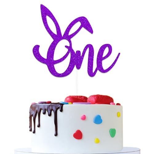 Bunny is One Tortenaufsatz, "Some Bunny is One", Cupcake-Topper, Party-Dekoration für den 1. Geburtstag, Oster-Thema, erster Geburtstag, Party, Ostern, Babyparty, ein Jahr altes Partyzubehör, lila Bunny is One Tortenaufsatz, "Some Bunny is One", Cupcake-Topper, Party-Dekoration für den 1. Geburtstag, Oster-Thema, erster Geburtstag, Party, Ostern, Babyparty, ein Jahr altes Partyzubehör, lila von KEWUFD