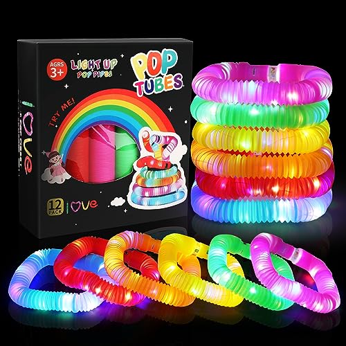 12 Stück Pop Tubes, 2024 LED Pop Tubes Fidget Toys Knicklichter Armbänder Party Deko Set Leuchtstäbe Buntes Festival Zubehör Sensorik Spielzeug Kleine Geschenke 12 Stück Pop Tubes, 2024 LED Pop Tubes Fidget Toys Knicklichter Armbänder Party Deko Set Leuchtstäbe Buntes Festival Zubehör Sensorik Spielzeug Kleine Geschenke von KEWUZY