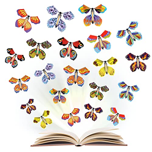 20PCS Fliegende Schmetterlinge Magische, Flying Butterfly Toy, 10 Stile Schmetterling mit Gummiband, Kinderspielzeug Schmetterling Karte, Schmetterling Deko Geburtstag für Hochzeit Weihnachten Deko von KEWUZY
