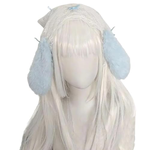 KEXIAO Cosplay Stirnband mit Hasenohren Spitze Bowknot Kopfbedeckung Kostüm Kopfbedeckung für Frauen und Mädchen Party Zubehör von KEXIAO