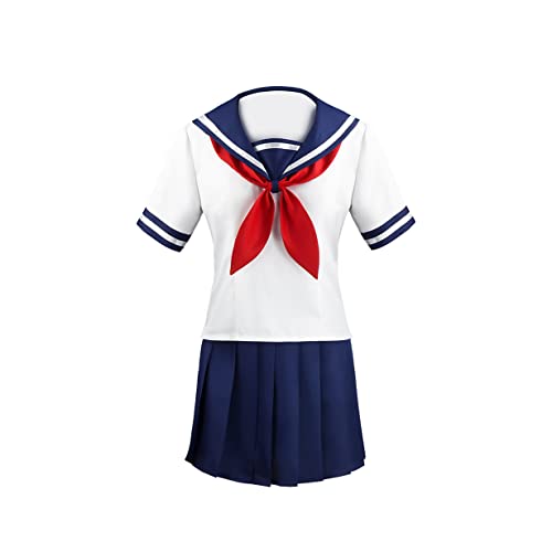 Ayano Aishi Cosplay Kostüm JK School Uniform Seemann Anzug Blue Falten -Rock Set,L-Set von KEYGEM