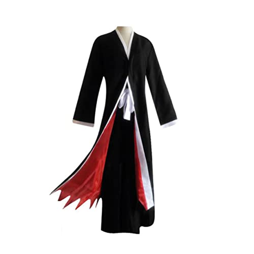 Kurosaki Ichigo Cosplay Kostüm Schwarz Kimono Halloween Umhanghosen Gürtel Volles Set,M-Black von KEYGEM