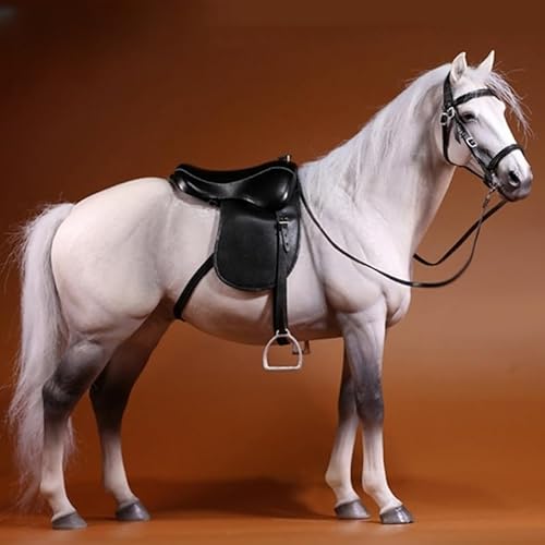 KEYOTIM Western Cowboy Arthur Morgan simuliert ein warmblütiges Pferd, schießende Requisitenfiguren, Desperados Mount Spielzeugfigur (Reinweiß) von KEYOTIM
