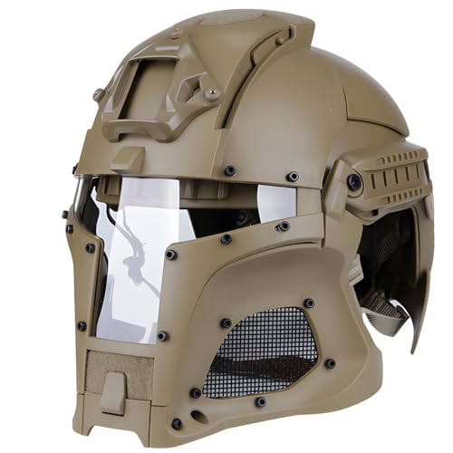 KEZONO Cooler Mecha-Stil Futuristischer Sci-Fi-Helm Outdoor-Trainingshelm CS Paintball Airsoft Militärhelm Verstellbarer Helm (Size : Brown) von KEZONO