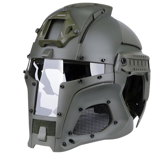 Cooler Mecha-Stil Futuristischer Sci-Fi-Helm Outdoor-Trainingshelm CS Paintball Airsoft Militärhelm Verstellbarer Helm (Size : Green) von KEZONO