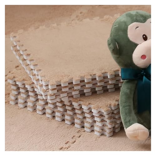 Ineinandergreifende Plüsch-Schaumstoffmatte, 0,39" Starke weiche Übungs-Matten-Bereichs-Teppiche for Spielzimmer-Wohnzimmer(Apricot) von KEuLen