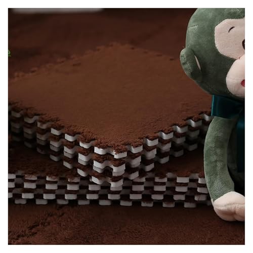 Ineinandergreifende Plüsch-Schaumstoffmatte, 0,39" Starke weiche Übungs-Matten-Bereichs-Teppiche for Spielzimmer-Wohnzimmer(Brown) von KEuLen