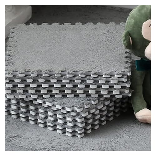 Ineinandergreifende Plüsch-Schaumstoffmatte, 0,39" Starke weiche Übungs-Matten-Bereichs-Teppiche for Spielzimmer-Wohnzimmer(Grey) von KEuLen