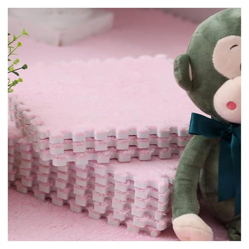 Ineinandergreifende Plüsch-Schaumstoffmatte, 0,39" Starke weiche Übungs-Matten-Bereichs-Teppiche for Spielzimmer-Wohnzimmer(Light red) von KEuLen