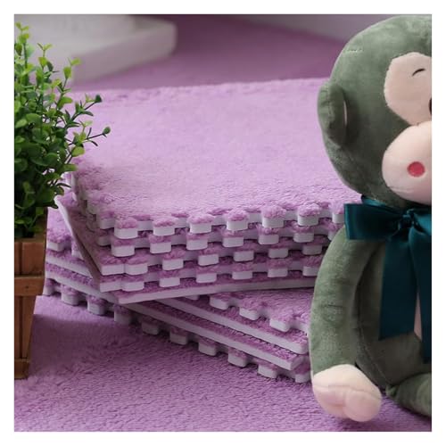Ineinandergreifende Plüsch-Schaumstoffmatte, 0,39" Starke weiche Übungs-Matten-Bereichs-Teppiche for Spielzimmer-Wohnzimmer(Purple) von KEuLen