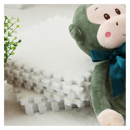 Ineinandergreifende Plüsch-Schaumstoffmatte, 0,39" Starke weiche Übungs-Matten-Bereichs-Teppiche for Spielzimmer-Wohnzimmer(White) von KEuLen