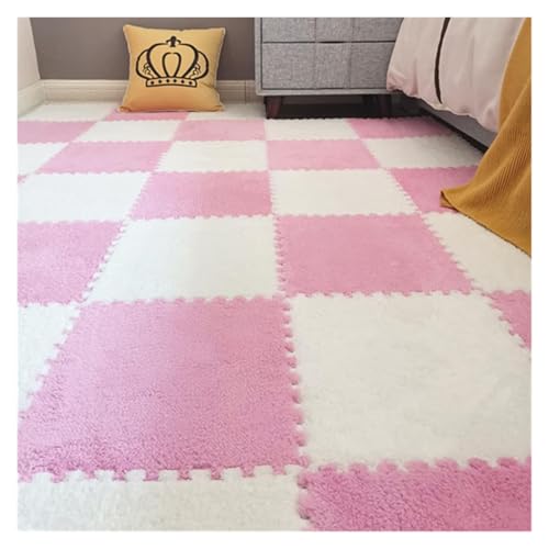 Ineinandergreifende Plüsch-Schaumstoffmatte, 10 Stück quadratische ineinandergreifende Schaumstofffliesen mit Rand, Puzzle-Boden-Spielmatte for Zimmerboden(Style2) von KEuLen