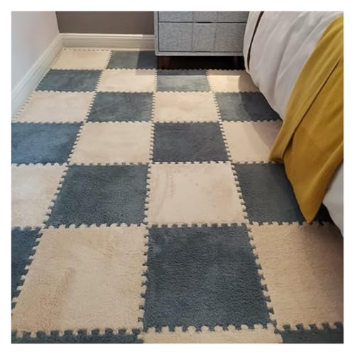 Ineinandergreifende Plüsch-Schaumstoffmatte, 10 Stück quadratische ineinandergreifende Schaumstofffliesen mit Rand, Puzzle-Boden-Spielmatte for Zimmerboden(Style3) von KEuLen