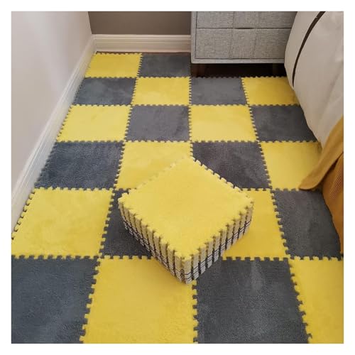 Ineinandergreifende Plüsch-Schaumstoffmatte, 10 Stück quadratische ineinandergreifende Schaumstofffliesen mit Rand, Puzzle-Boden-Spielmatte for Zimmerboden(Style5) von KEuLen