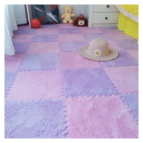 Ineinandergreifende Plüsch-Schaumstoffmatte, 10 Stück quadratische ineinandergreifende Schaumstofffliesen mit Rand, Puzzle-Boden-Spielmatte for Zimmerboden(Style6) von KEuLen