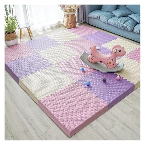 Ineinandergreifende Plüsch-Schaumstoffmatte, Bequeme quadratische Mehrzweck-Schaumstoffmatte mit Kanten, Schutz for den Boden von Fitnessstudios und Garagen(Style2,16pcs) von KEuLen