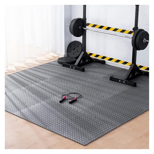 Ineinandergreifende Plüsch-Schaumstoffmatte, Ineinander greifende Schaumstoff-Bodenfliesen for Fitnessstudios, schützende Bodenmatten for das Training im Garagen-Fitnessstudio(Grey,4 pcs) von KEuLen