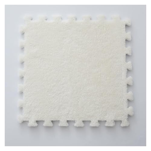 Ineinandergreifende Plüsch-Schaumstoffmatte, Ineinandergreifende Puzzle-Schaumstoff-Bodenmatten – Trainingsmatte for das Training zu Hause(White) von KEuLen