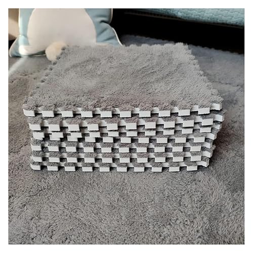 Ineinandergreifende Plüsch-Schaumstoffmatte, Plüsch-Puzzle-Steckfliesen mit Kanten, quadratische Schaumstoffmatten (30,5 x 30,5 cm)(Grey) von KEuLen