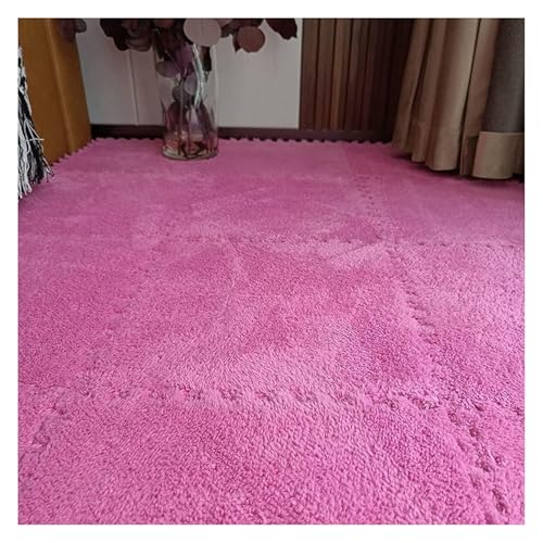Ineinandergreifende Plüsch-Schaumstoffmatte, Plüsch-Puzzle-Steckfliesen mit Kanten, quadratische Schaumstoffmatten (30,5 x 30,5 cm)(Rose Red) von KEuLen