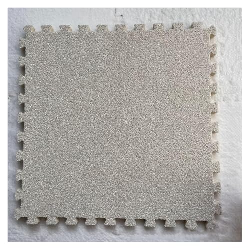 Ineinandergreifende Plüsch-Schaumstoffmatte, Quadratische ineinandergreifende Fliesen mit Rand - Puzzle-Bodenfliesen for die Dekoration des Spielzimmers zu Hause(Apricot) von KEuLen