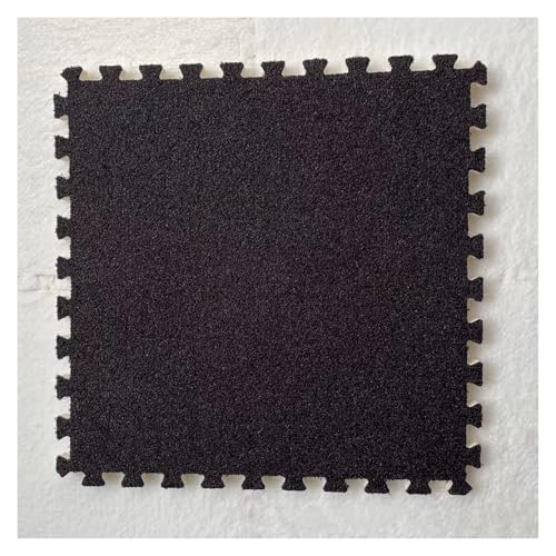 Ineinandergreifende Plüsch-Schaumstoffmatte, Quadratische ineinandergreifende Fliesen mit Rand - Puzzle-Bodenfliesen for die Dekoration des Spielzimmers zu Hause(Black) von KEuLen